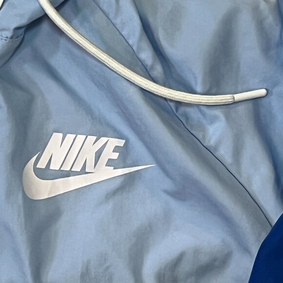 Nike Athletic Pullover 3/4 Zip Hooded Windbreaker - Two-Tone Blue - Size Large - Picture 6 of 8